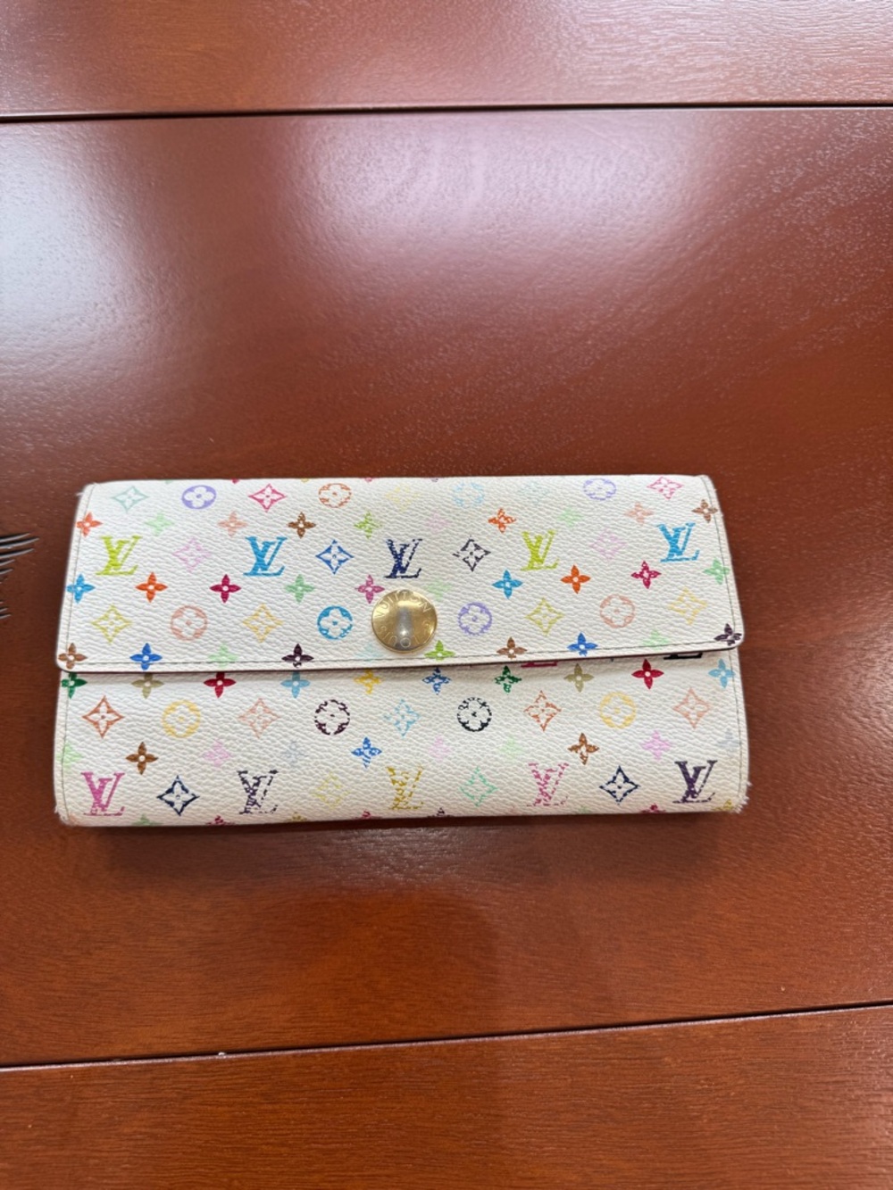 Louis Vuitton Sarah  Multicolor Monogram White  Wallet